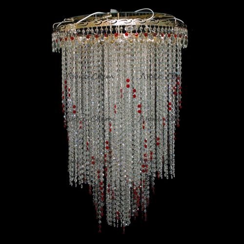 Люстра Вьюга длинная красная в Самаре Гусь Хрустальный