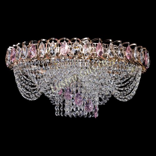 Люстра Жасмин Каскад розовый в Самаре Гусь Хрустальный