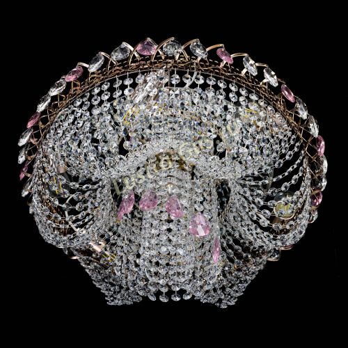 Люстра Жасмин Каскад розовый в Самаре Гусь Хрустальный