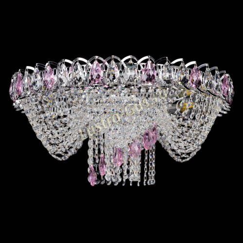 Люстра Жасмин Каскад розовый в Самаре Гусь Хрустальный