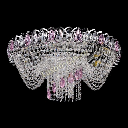 Люстра Жасмин Каскад розовый в Самаре Гусь Хрустальный