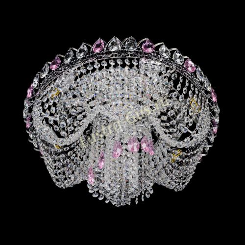 Люстра Жасмин Каскад розовый в Самаре Гусь Хрустальный